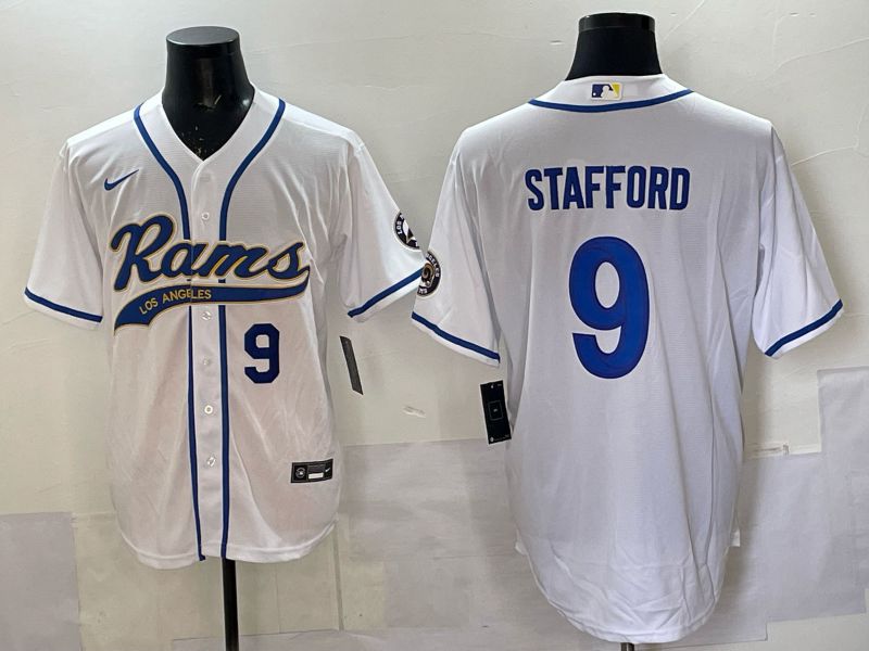 Men 2025 Los Angeles Rams 9 Stafford white Joint Name Nike Limited NFL Jersey style 002